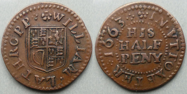 Uttoxeter, William Lathropp 1663 halfpenny